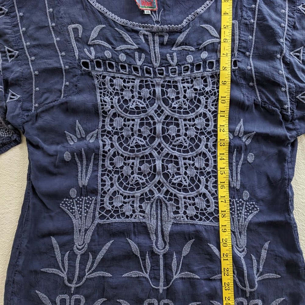 Johnny Was - Embroidered Tunic Top with Lace Panel - Picture 9 of 11